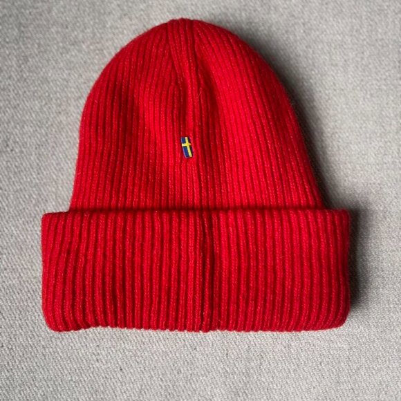 Fjallraven Logo Red Wool Beanie - Picture 2 of 6